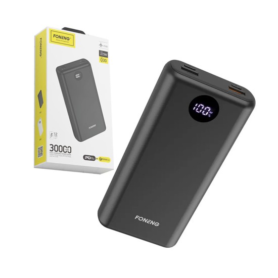 POWER BANK FONENG Q30 PD+QC 22,5W 30000MAH PRETO